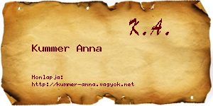 Kummer Anna névjegykártya